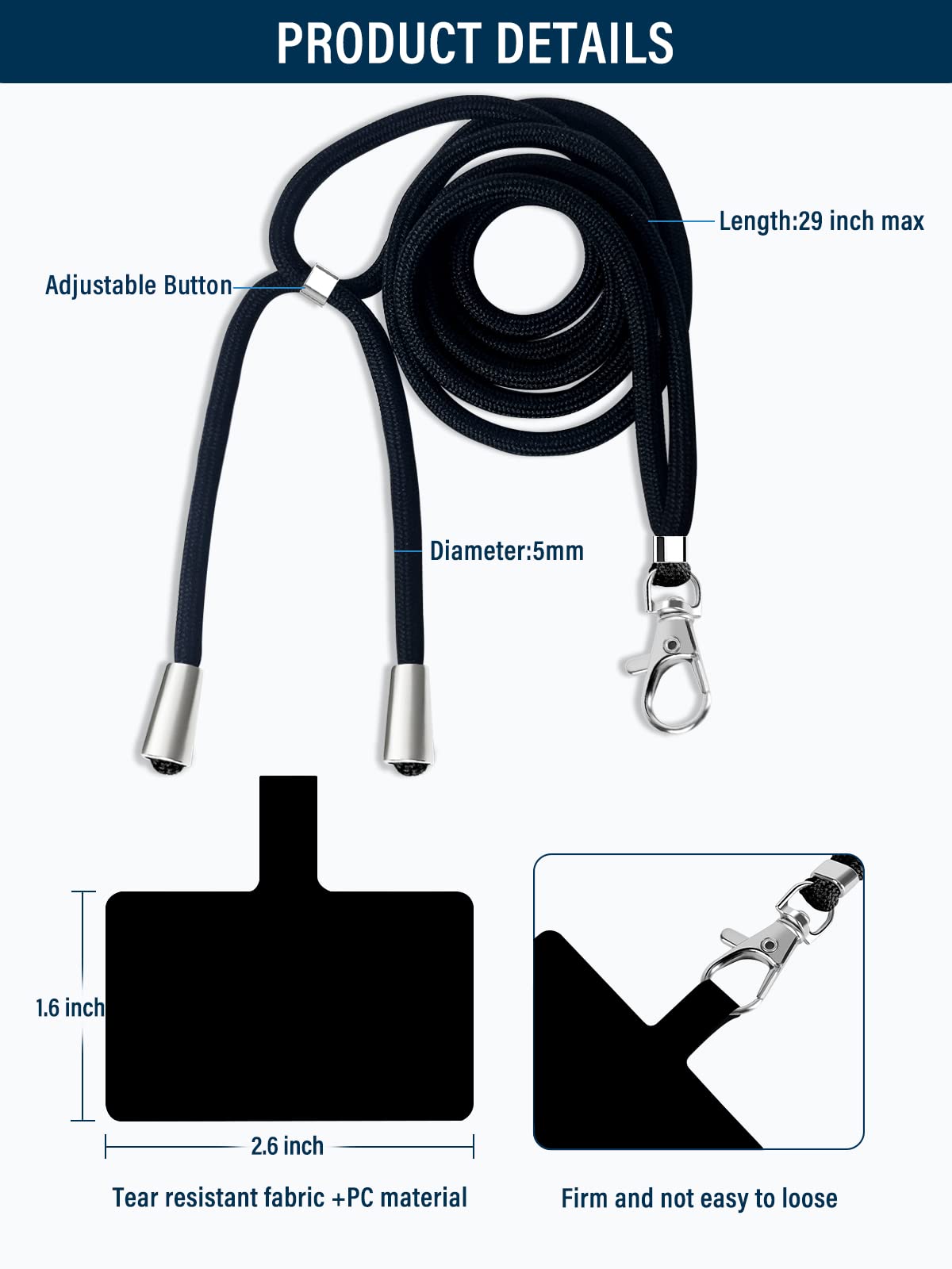 Bfsddm Cell Phone Lanyard,Universal Crossbody Patch Phone Lanyards,Adjustable Nylon Phone Lanyards For Around The Neck,Compatibl
